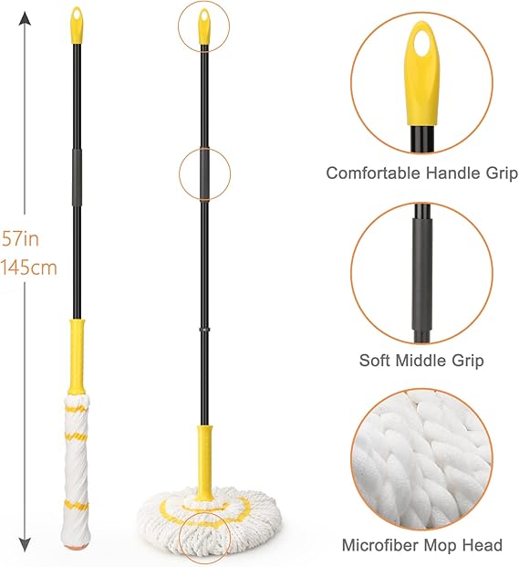 Self-Wringing Twist Mop for Floor Cleaning