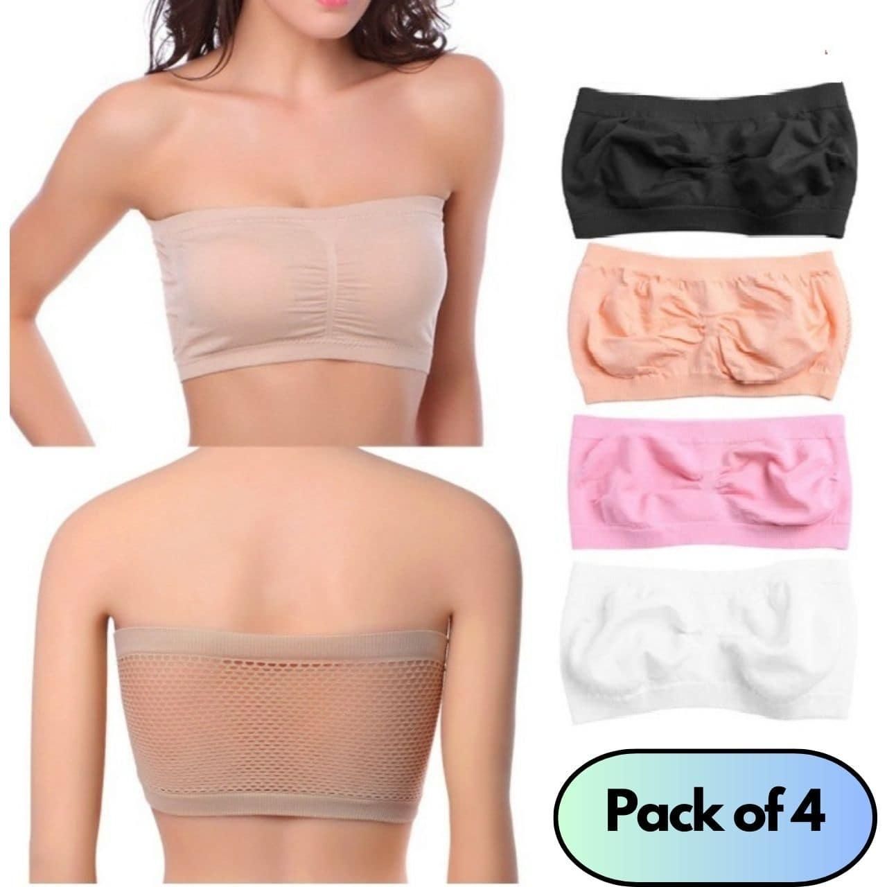 Non Padded and Non Wired Tube Bra Pack of 4