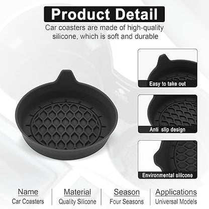 Car Cup Holder Coaster, Silicone Cup Holder Insert, Universal Non-Slip Cup Holders
